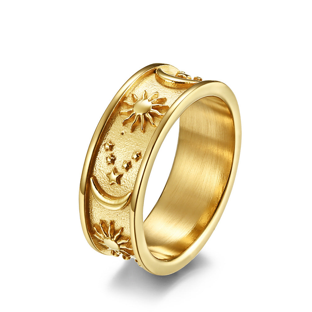 Steel Ring – Statement Bohemian Star Moon Sun Design For Men And Women Planderful Everyday Genie Collection