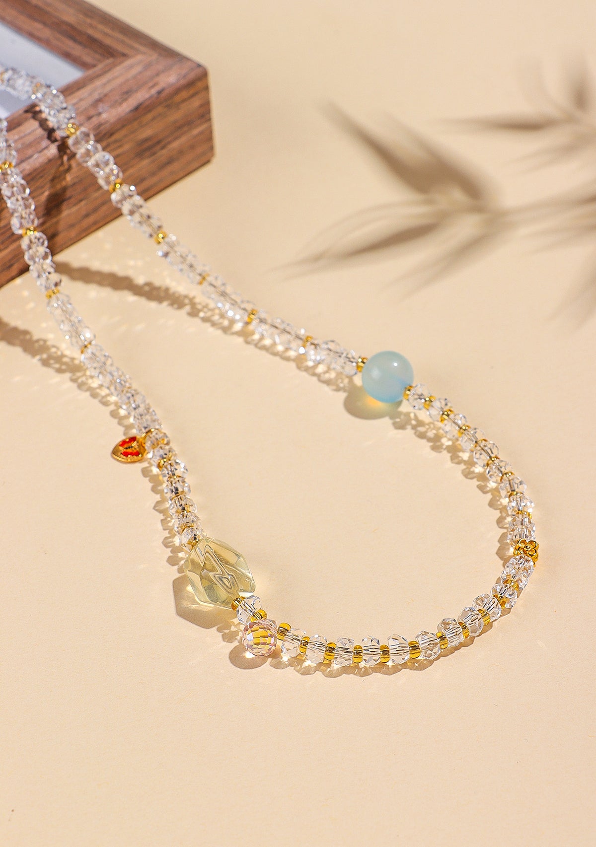 925 Sterling Silver Aquamarine Crystal Necklace
