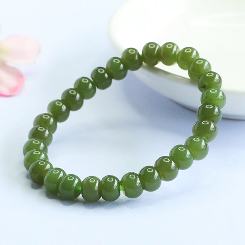 Qingshui Hetian Jade Abacus Bead Bracelet