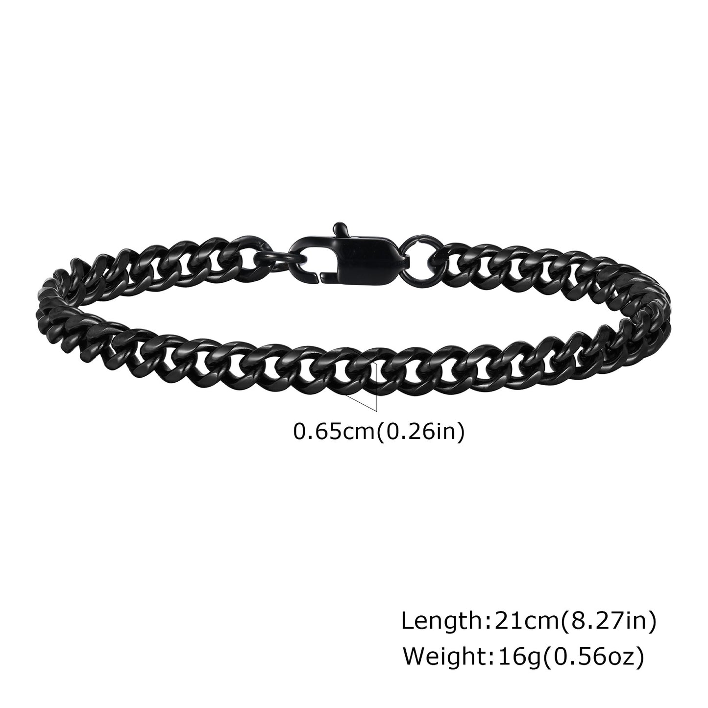 European And American Punk Stainless Steel Cuban Chain Bracelet Vintage Grey Men's Jewelry For Men