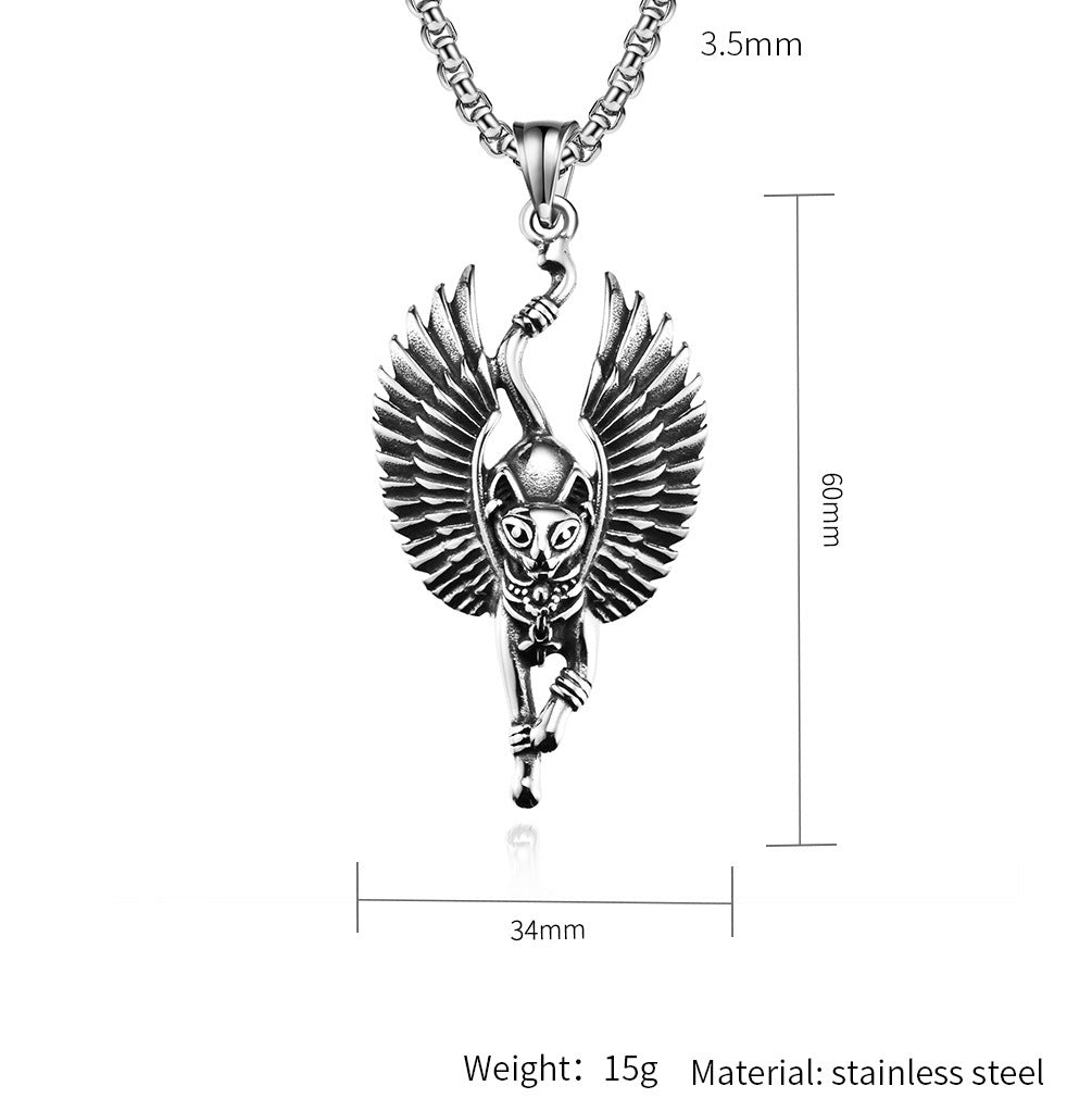 Planderful Ancient Egyptian Cat God Necklace Titanium Steel Personalized For Cat Lovers