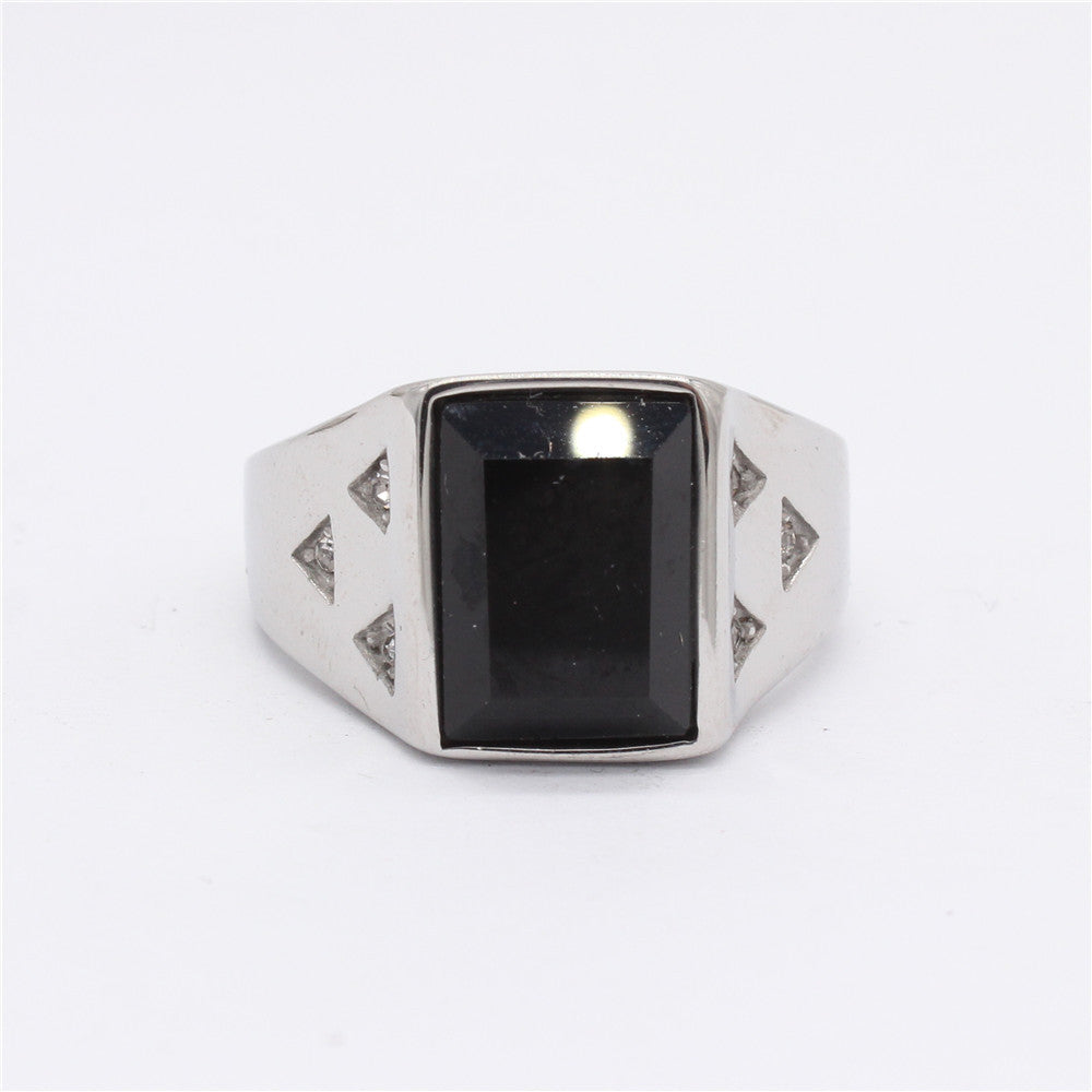 Unisex Titanium Steel Ring With Color Stone Protection Statement Planderful Everyday Genie Collection