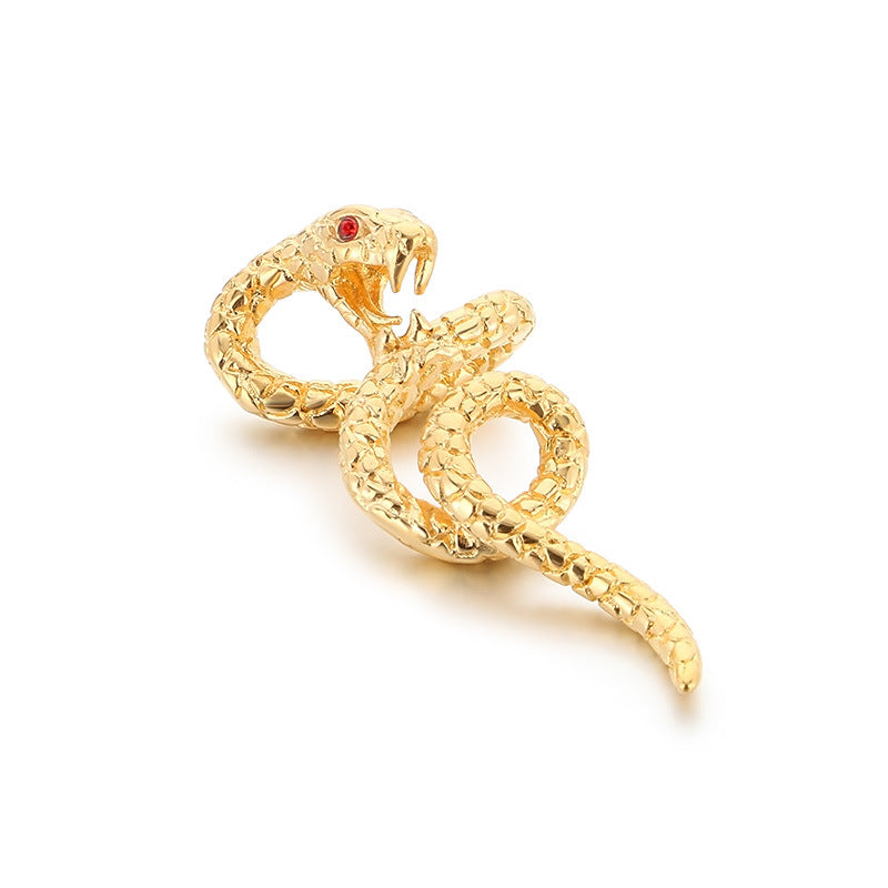 Planderful Mens Snake Pendant Gold Plated Titanium Necklace