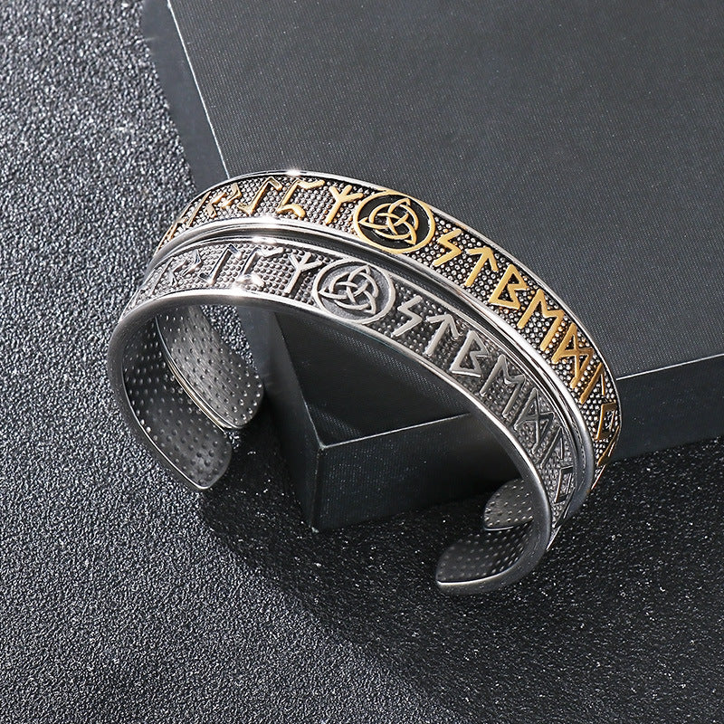 Planderful Viking Odin Rune CShaped Stainless Mens Bracelet