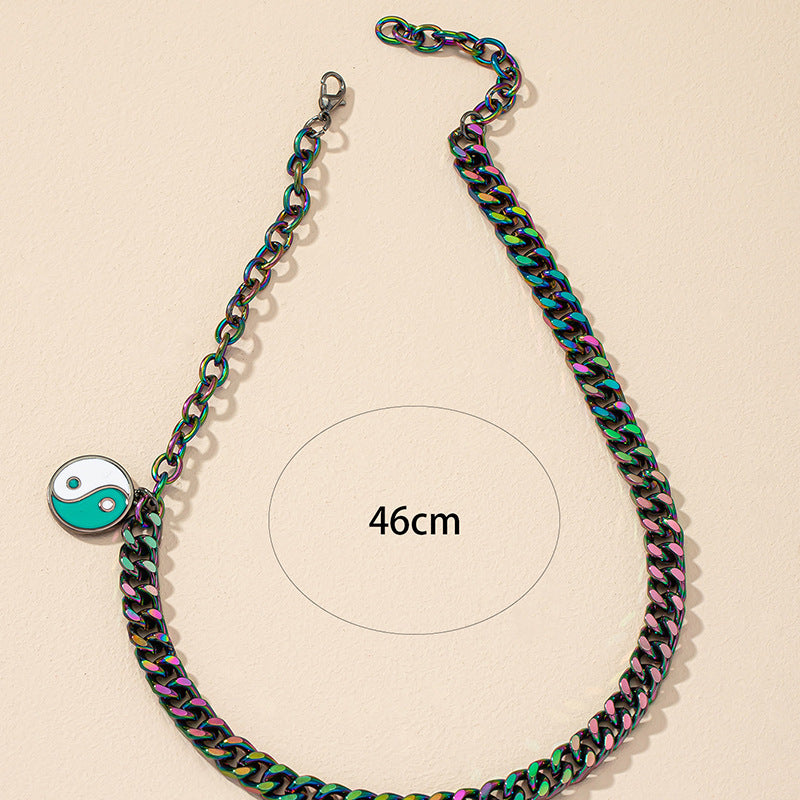 Colorful Alloy Splicing Necklace with Street Style Flavor