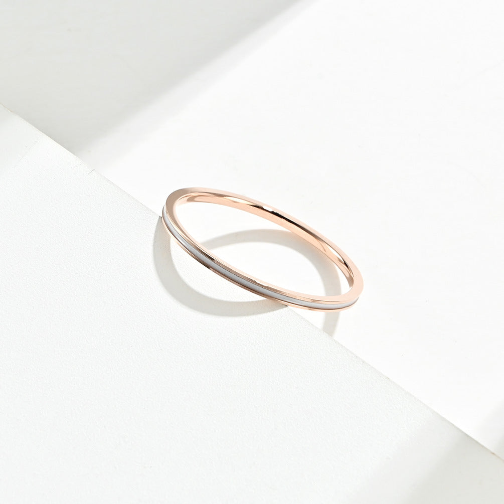 Sources 1mm Rose Gold Enamel Can Be Stacked Women's Stainless Steel Ring Drop