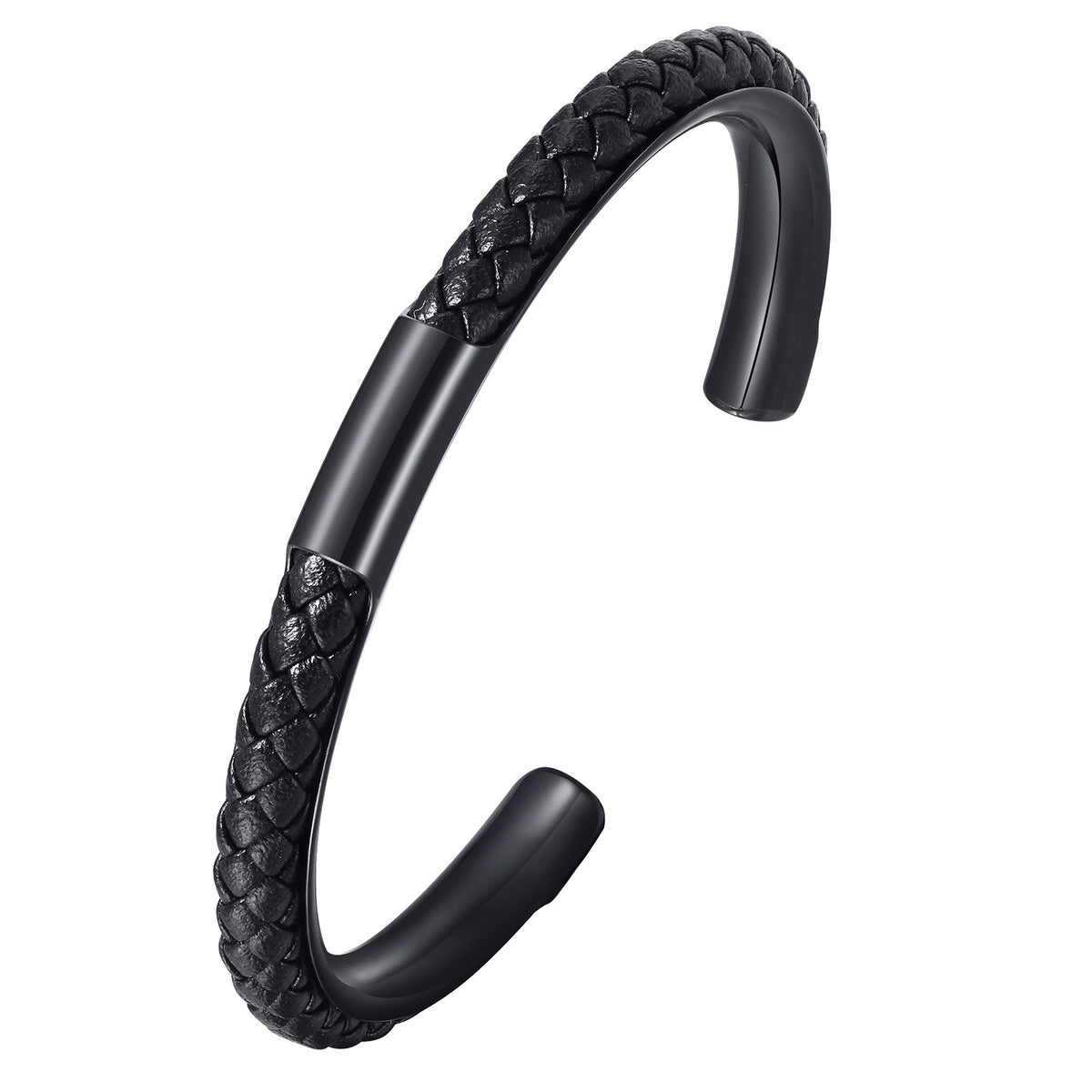 Braided Black Stainless Steel Bracelet for Men