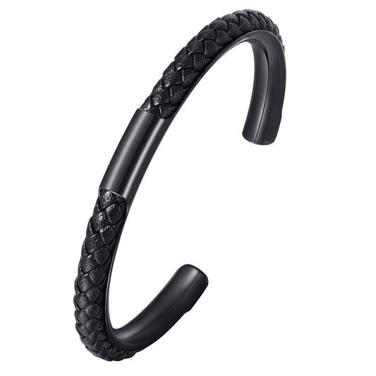 Braided Black Stainless Steel Bracelet for Men