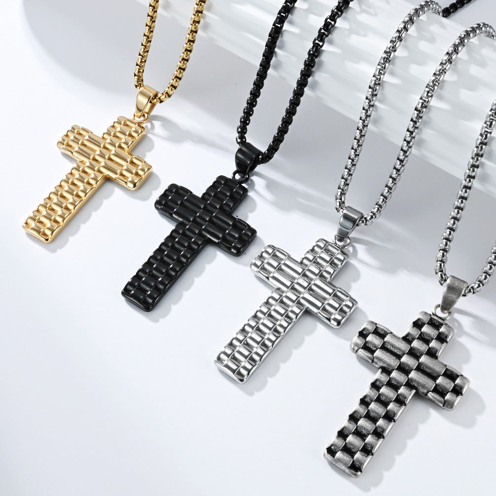 Planderful Titanium Steel Cross Necklace For Men Vintage Hipster Pendant Durable Everyday Genie Collection