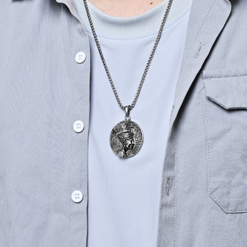 Planderful Nefertiti Titanium Steel Necklace Durable Retro Symbol For Egyptian History Lovers Everyday Genie