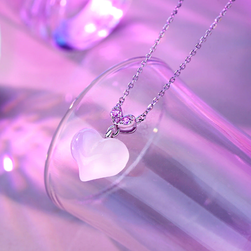 Sterling Silver White Chalcedony Necklace For Women By Planderful Everyday Genie Love Pendant Collarbone Chain