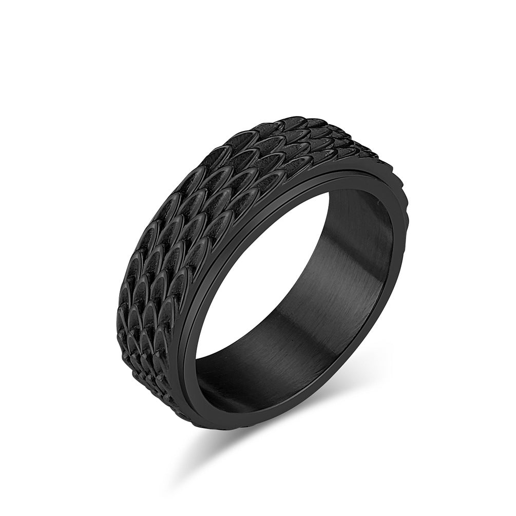 Vintage Dragon Scales Rotatable Titanium Steel Anxiety Ring