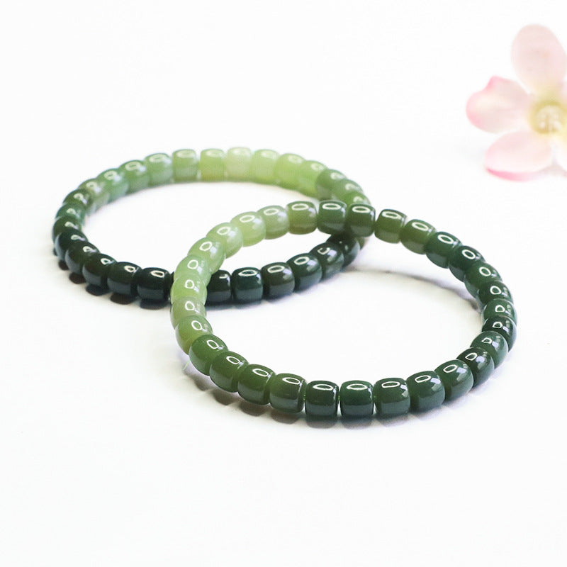 Gradient Hetian Jade Straight-Cut Bracelet