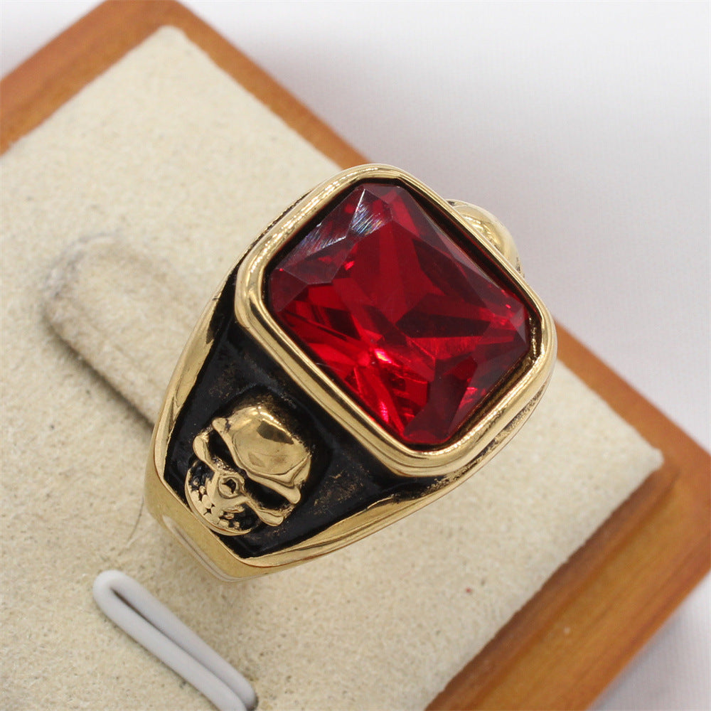 Planderful Skull Zircon Ring Titanium Steel Unisex Protection Statement For Men And Women