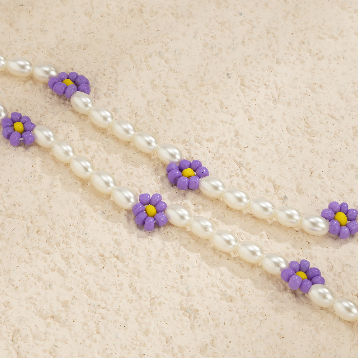 Planderful Vienna Verve Bohemian Daisy Collarbone Necklace Beaded Imitation Pearl For Boho Chic Women