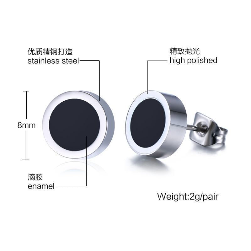 Dark Blue Glitter Stainless Steel Stud Earrings — Pair