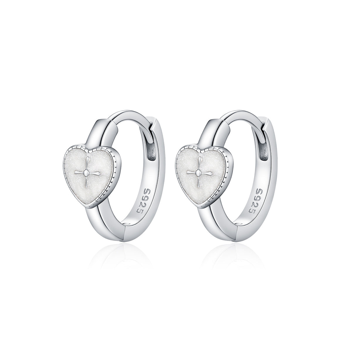 925 Sterling Silver Cross Heart Earrings