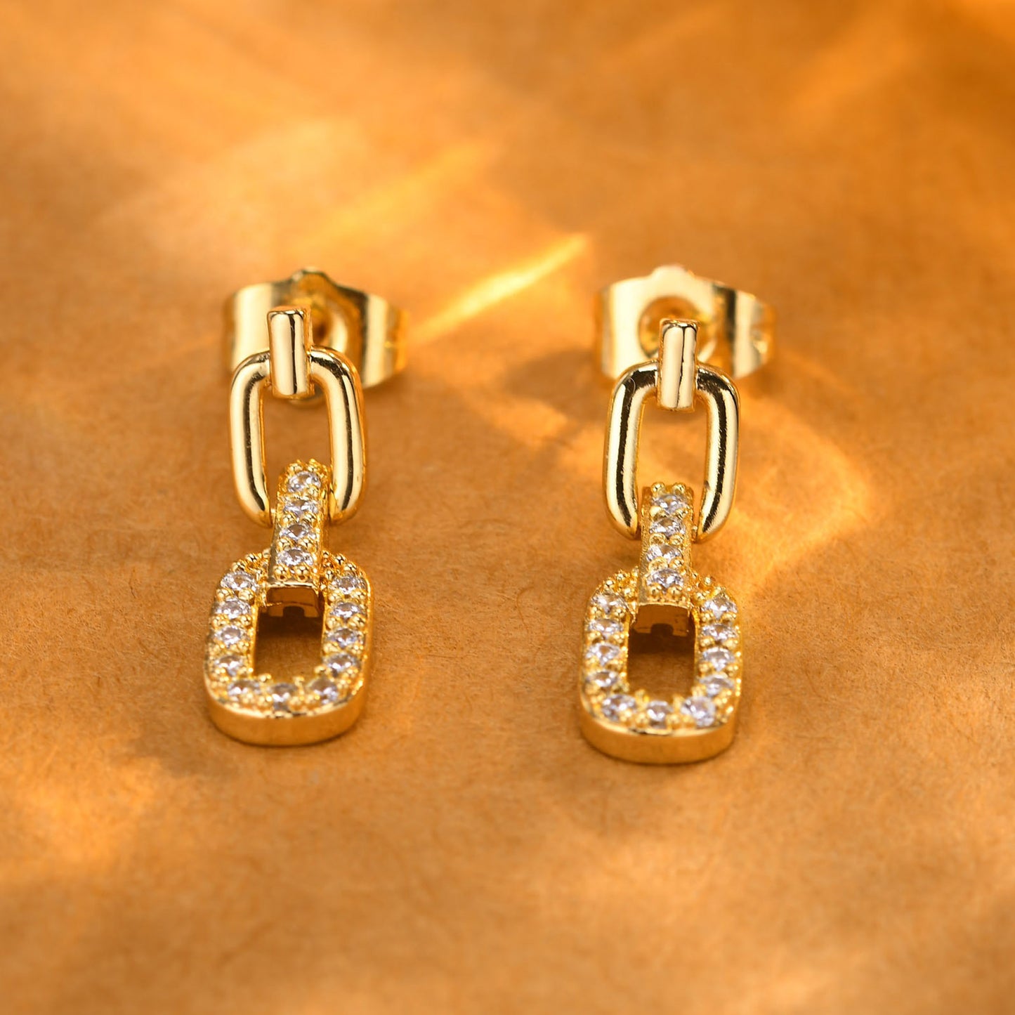 Earrings Zircon Chain Gold Fashion Personality Jewelry Accessories