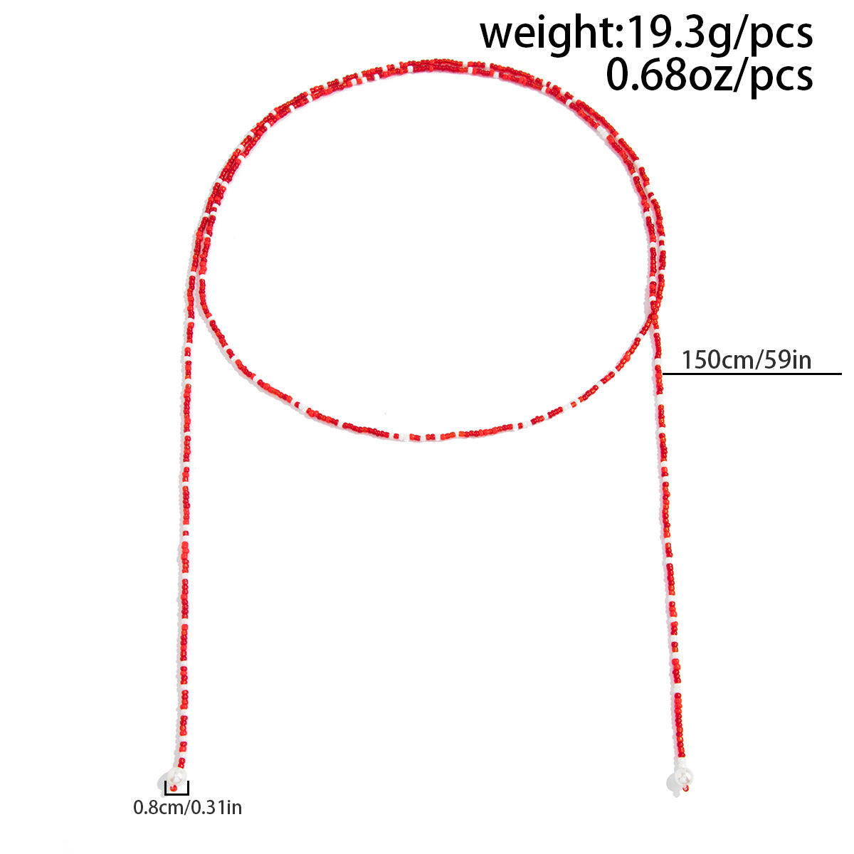 Long Winding Y-Shaped Fringed Pearl Necklace Holiday Style Red Rice Beads Beaded