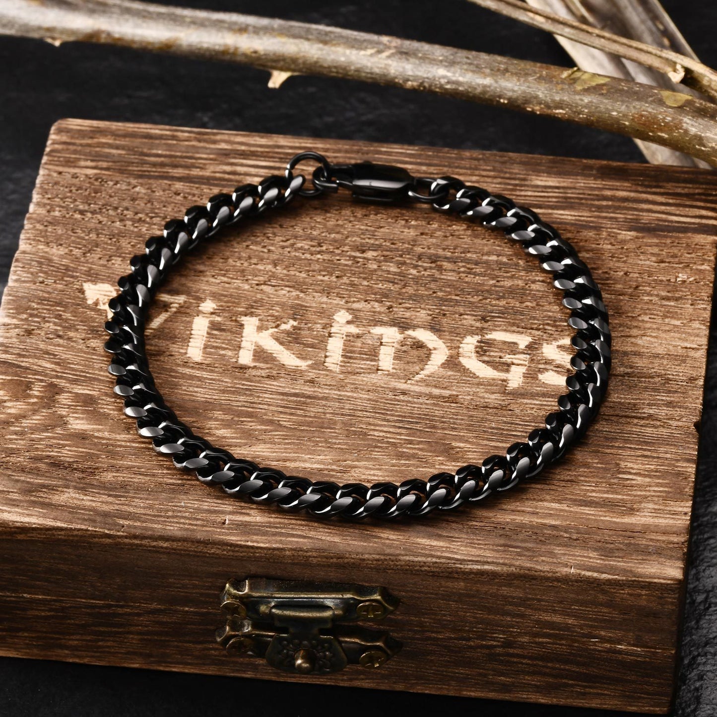 European And American Punk Stainless Steel Cuban Chain Bracelet Vintage Grey Men's Jewelry For Men