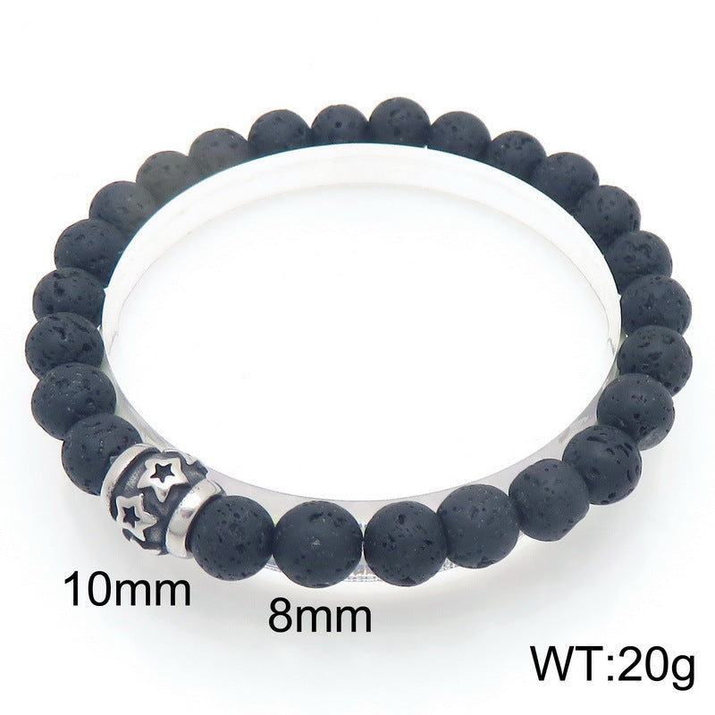Planderful Genie Beaded Volcanic Stone Men Bracelet