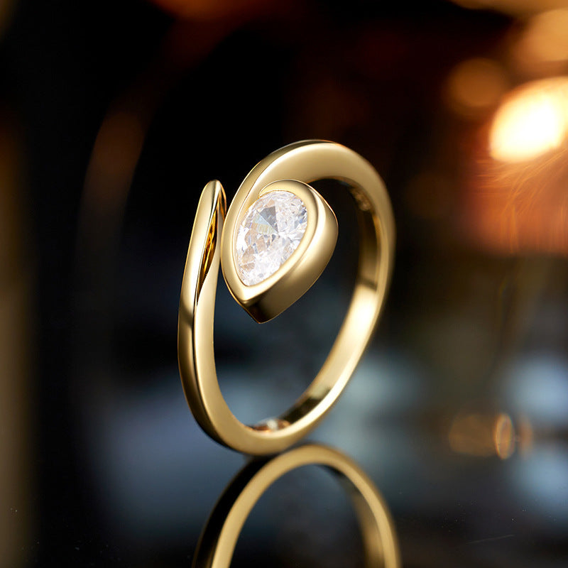 Planderful 925 Sterling Silver Ring With Elegant Zircon Inlay Geometric Open Design For Women