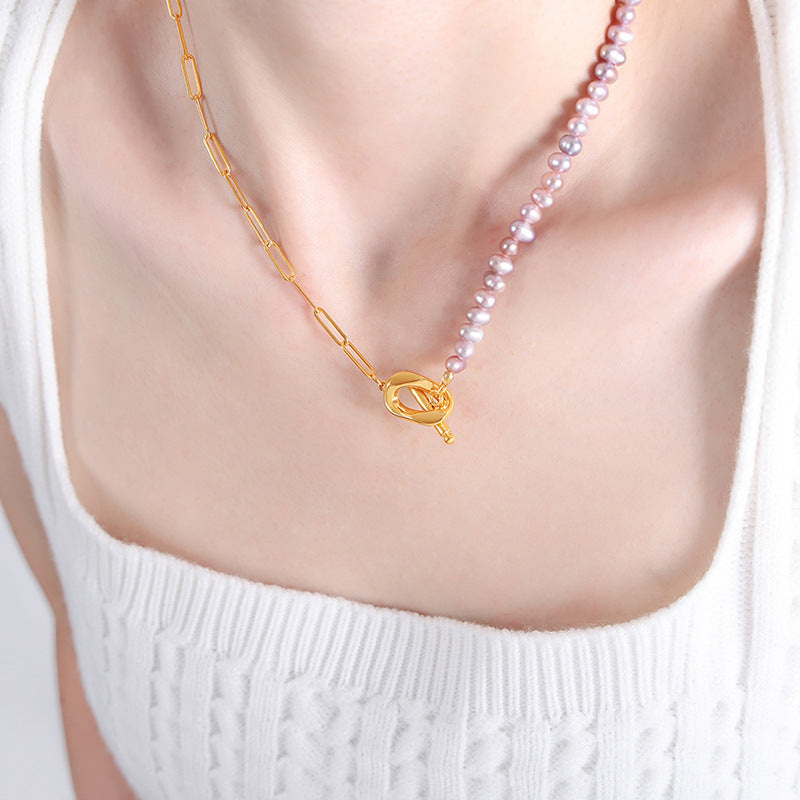 Lilac Niche Freshwater Pearl Necklace with Round Beads