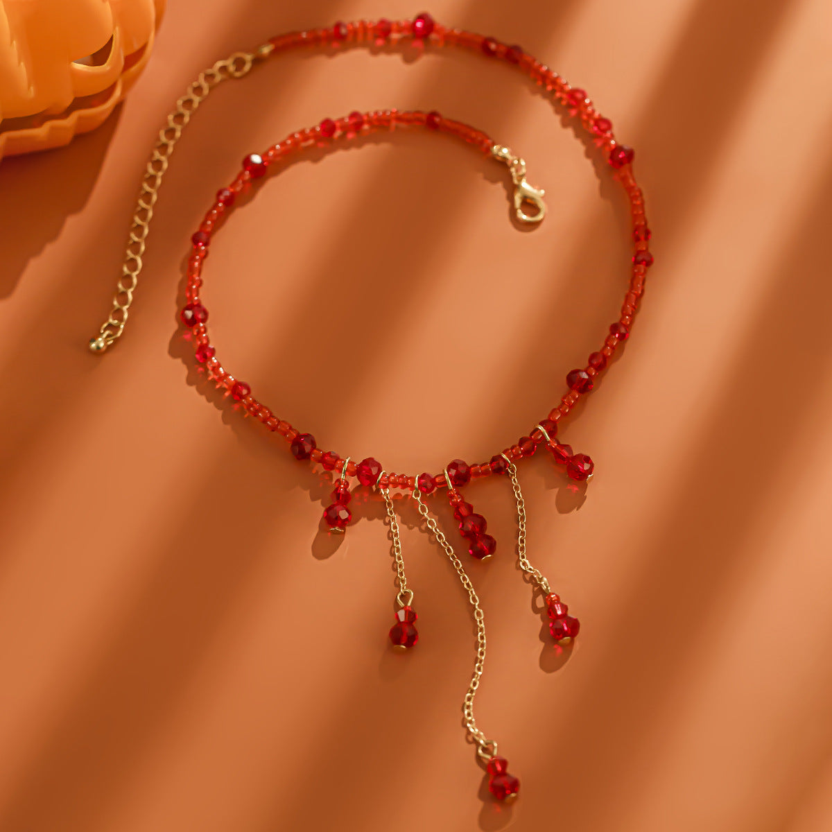 Gothic Red Crystal-Style Drip Choker