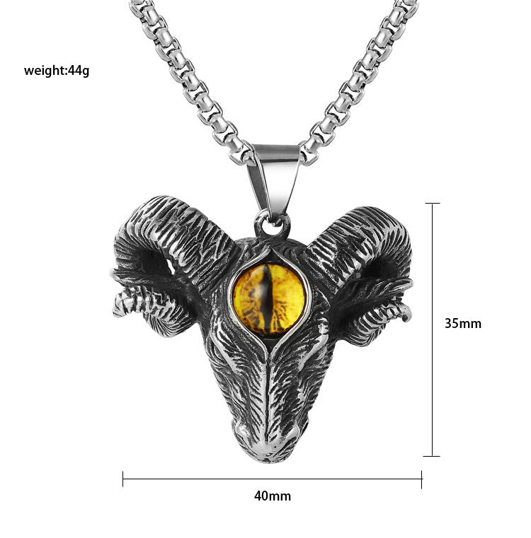 Planderful Titanium Steel Sheep Head Pendant For Men Unisex Bold Protection Statement Jewelry