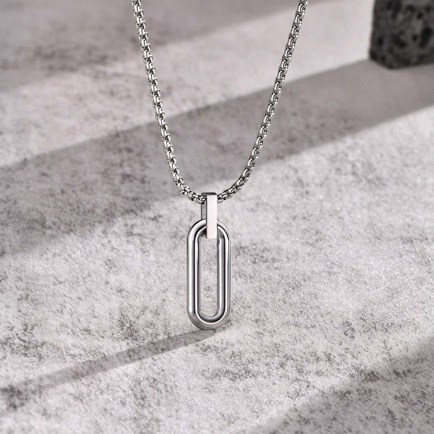 Stainless Steel Geometric Men's Pendant Hip Hop Necklace