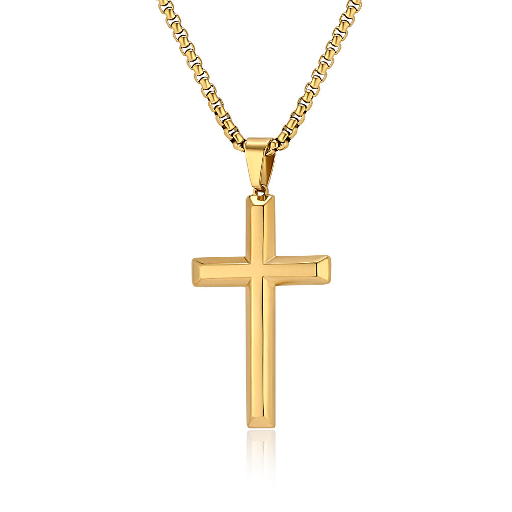 Simple Bevel Neutral Wind Cross Necklace for Men and Women
