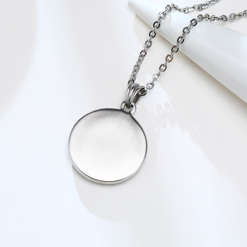 Stainless Steel Viking Pendant Black Men's Round Necklace