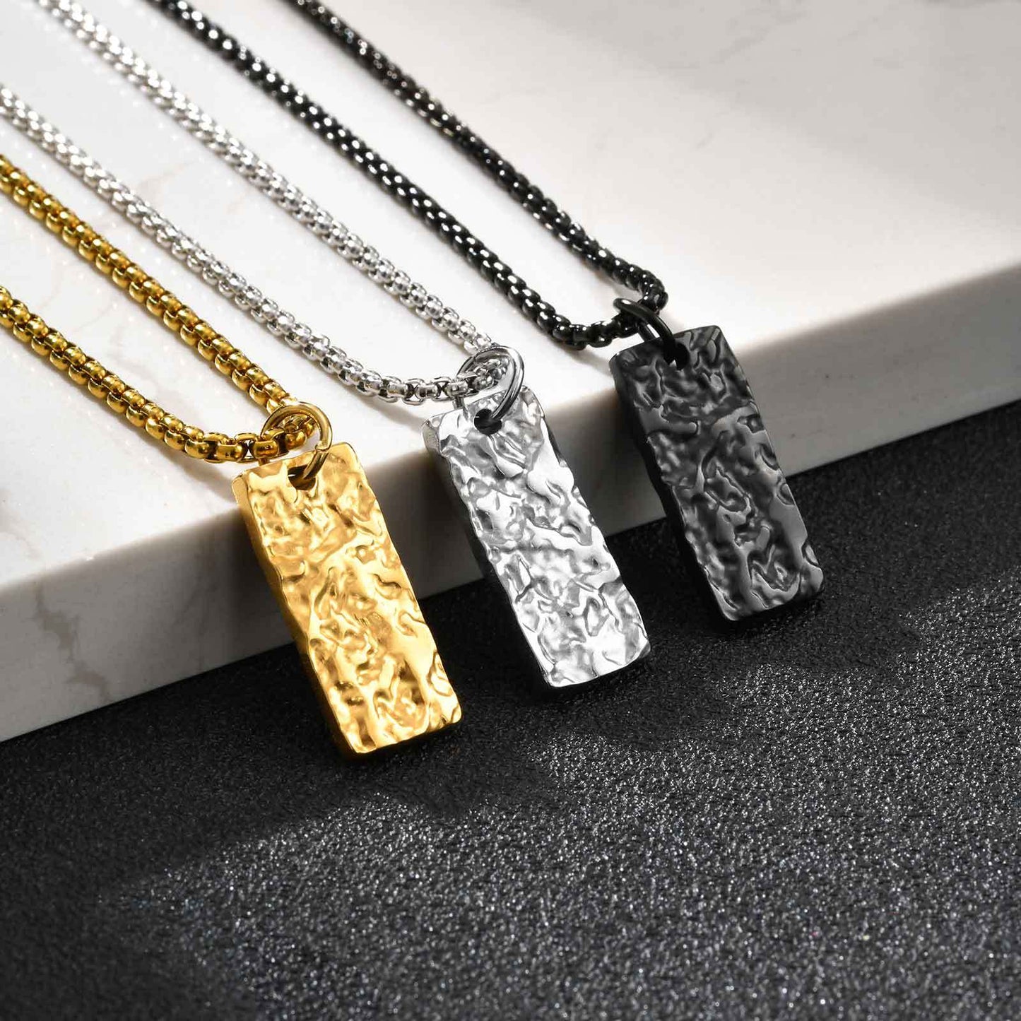 Planderful Black Stainless Steel Geometric Pendant For Men