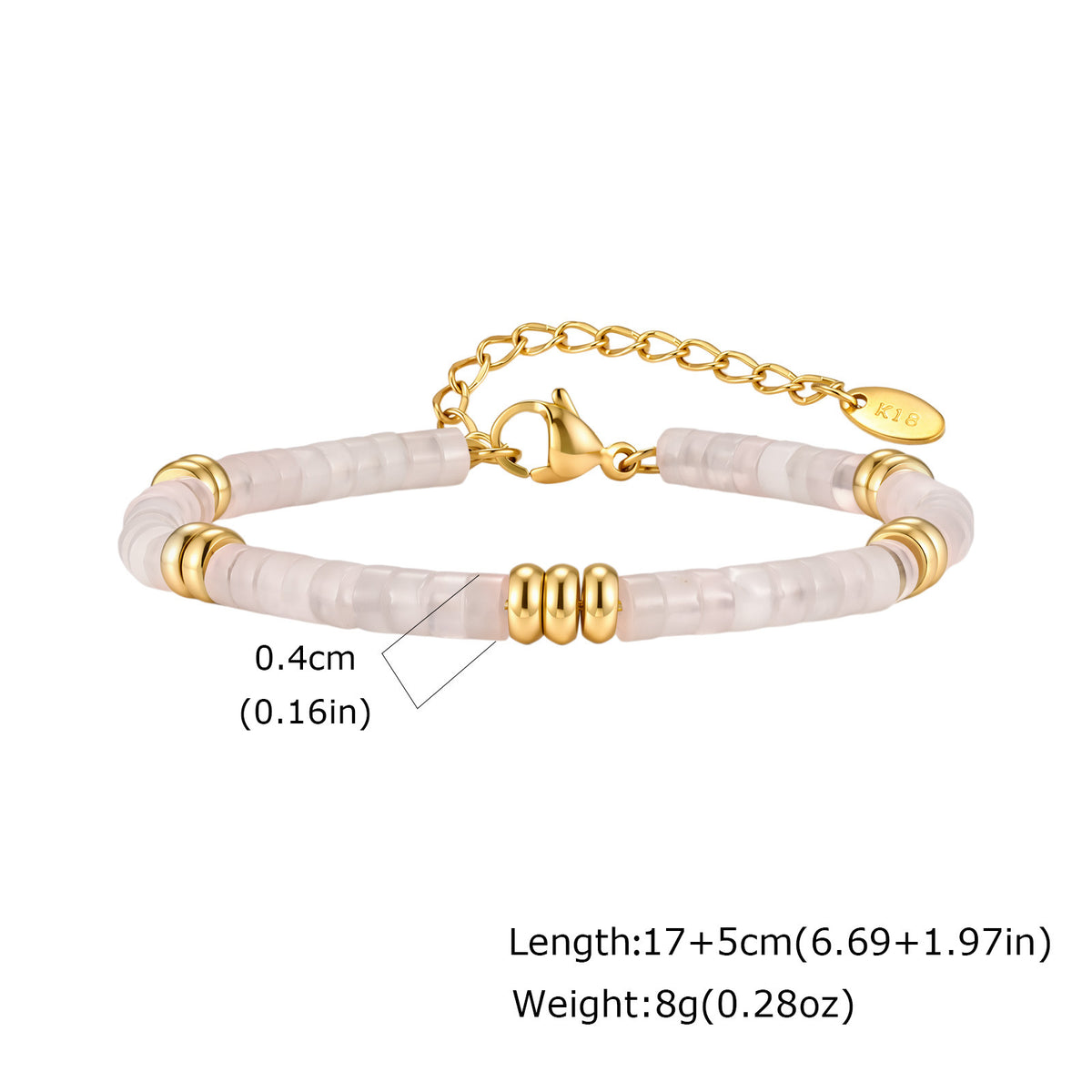 Natural Sea Powder Crystal Stainless Steel Bracelet Unisex