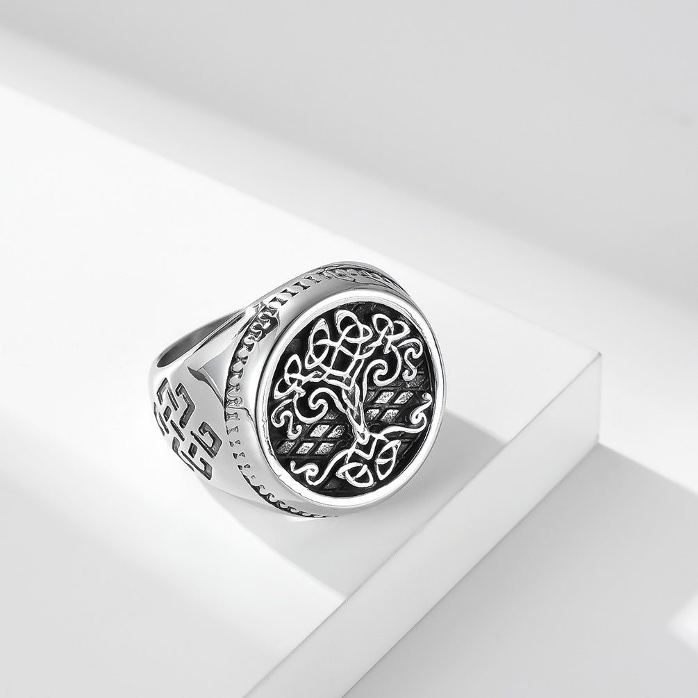 Planderful Tree Of Life Ring For Men Titanium Steel Retro Nordic Celtic Knot Everyday Genie Collection