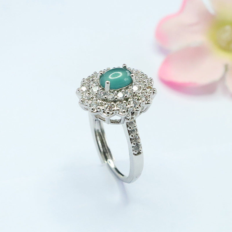 Blue-Water Jadeite Woven Light Ring