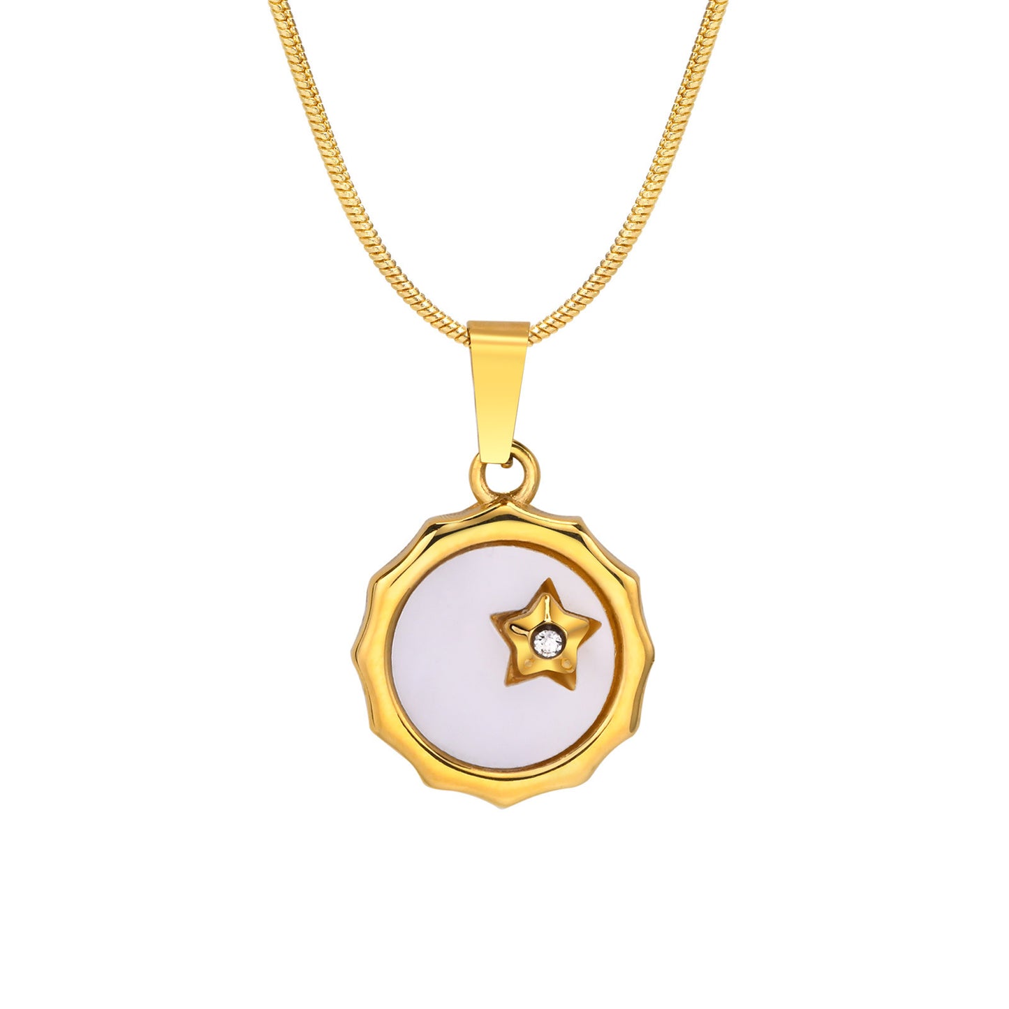 Stainless Steel Necklace Wholesale Shell Pentagram Pendant Gold