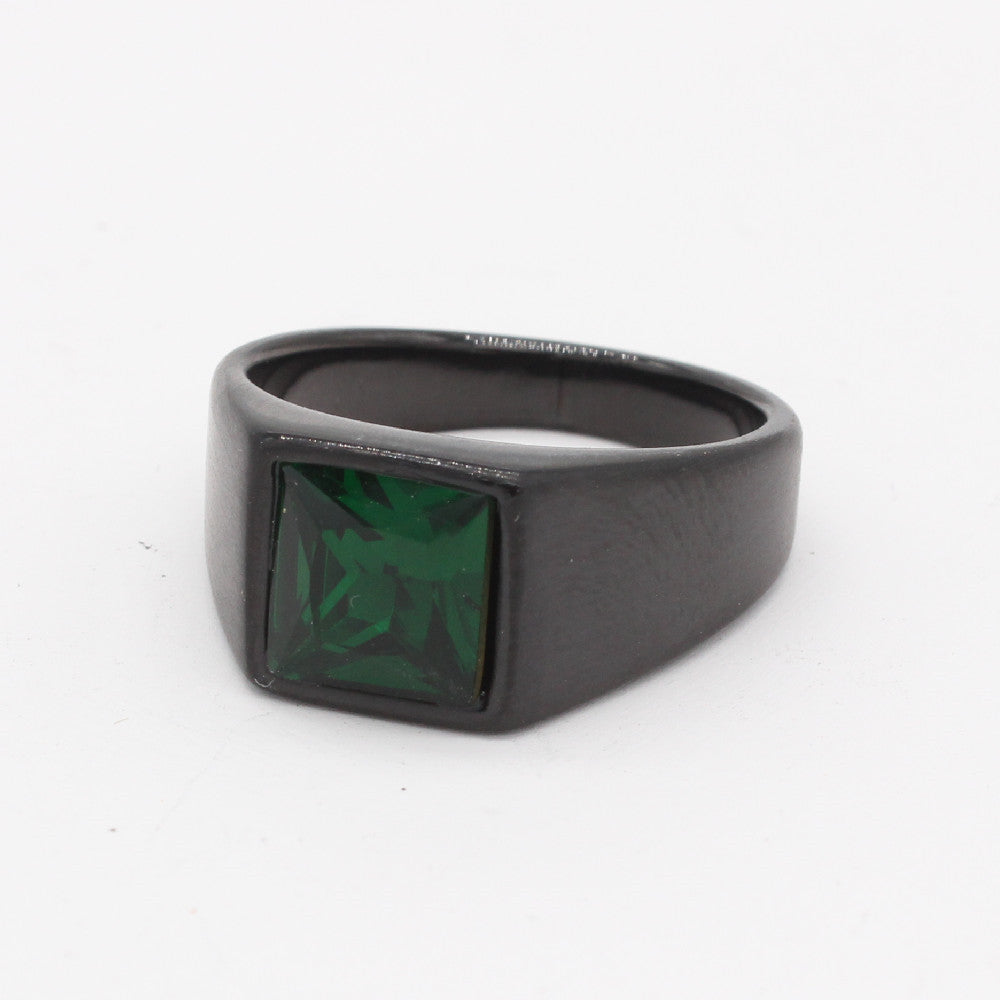 Planderful Titanium Steel Ring With Black Zircon For Men And Women Unisex Everyday Genie Protection