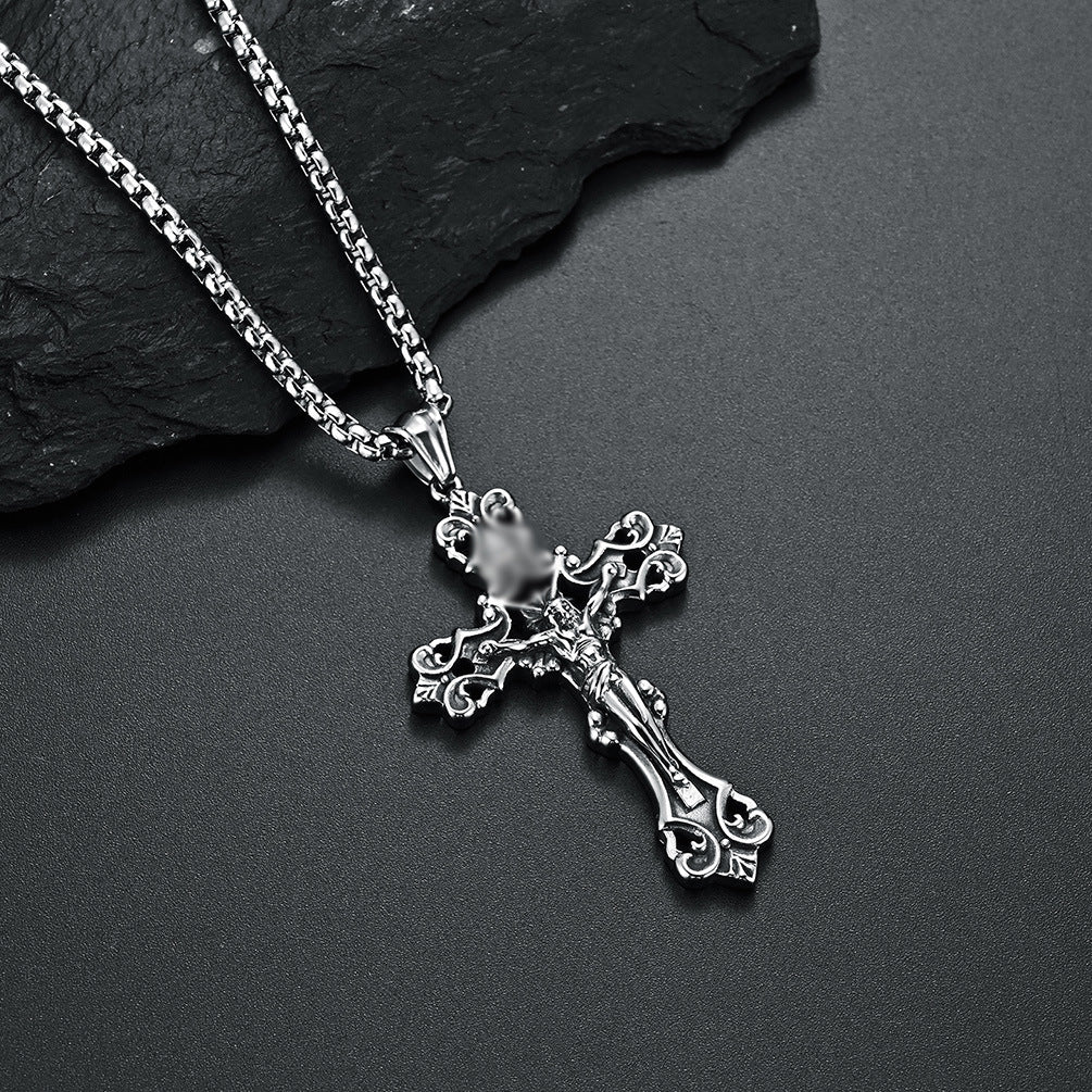 Steel Necklace – Statement Cross Necklace