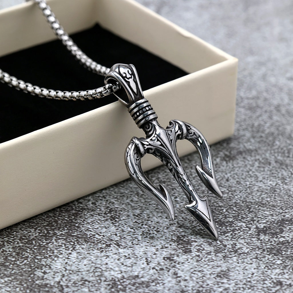 Vintage Stainless Steel Pendant Necklace