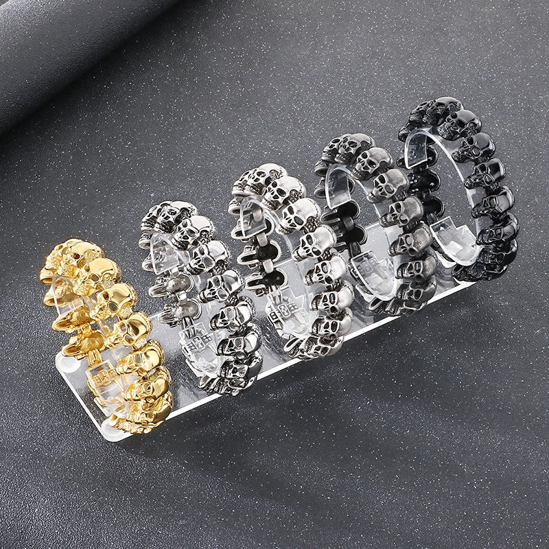 Planderful Skull Stainless Steel Bracelet Men Vacuum Plated