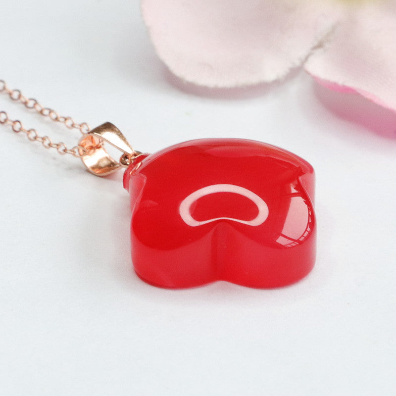 Red Agate Clover Silver Pendant — No Chain