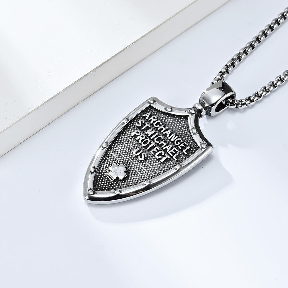 Vintage European Archangel Saint Michael Titanium Steel Necklace