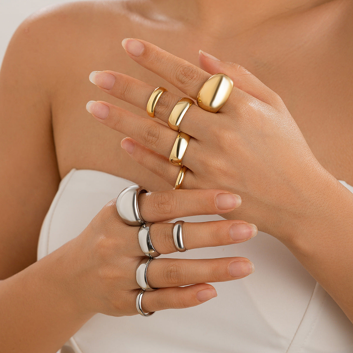 Planderful Vienna Verve Geometric Metal Ring For Fashion Forward Adults With Irregular Lava Texture