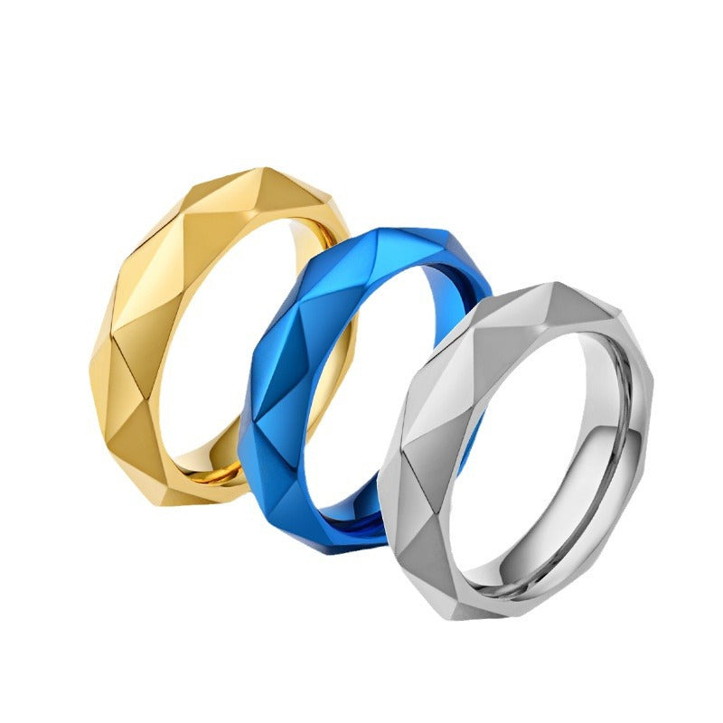 Stainless Steel Rhombus Ring Men's Individual Minimalist