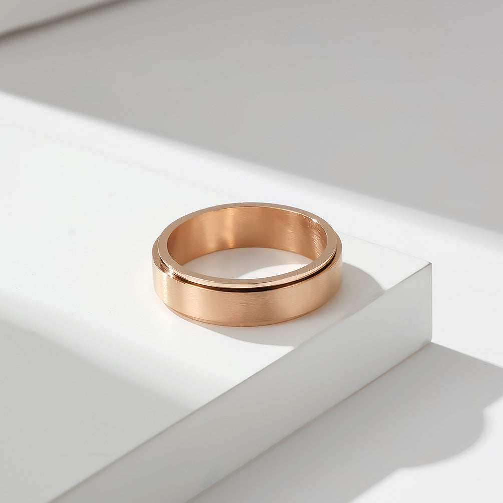 Planderful Rainbow Titanium Steel Ring For Couples Rotating Matte Sand Surface Stainless Steel Band Unisex