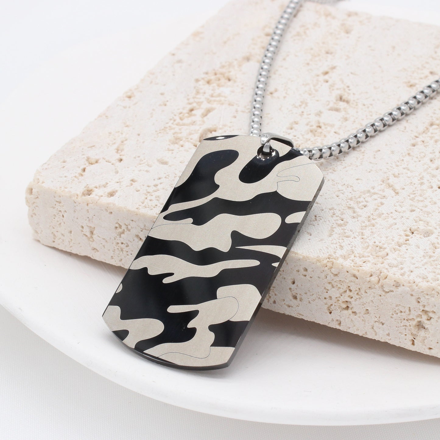 Personalized Camouflage Pendant Titanium Steel by Planderful For Unisex Streetwear Fans