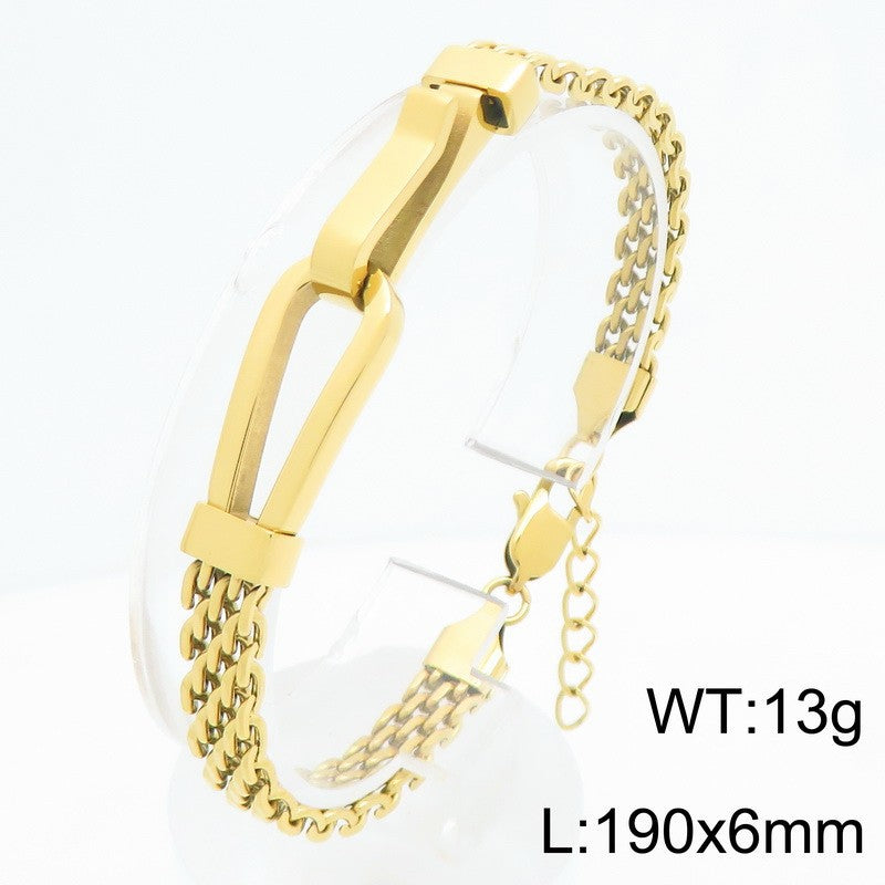 Hip-Hop Bracelet – Niche Design Horseshoe Curved Mesh Chain Stainless Steel Unisex