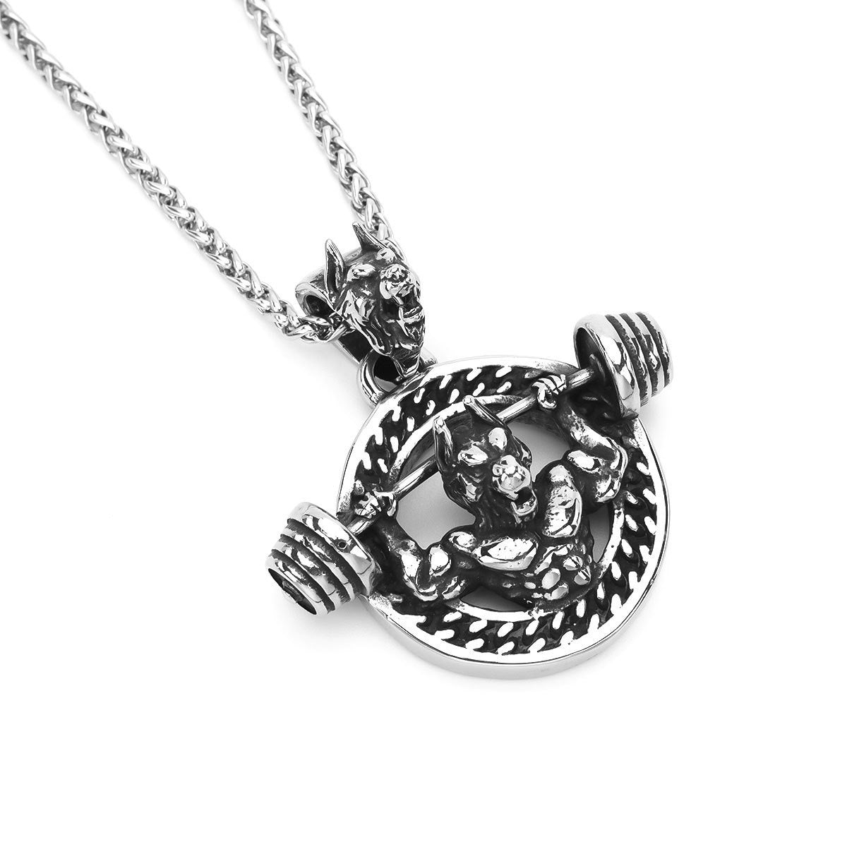 1. Planderful Men's Stainless Steel Wolf Head Pendant Necklace Hip Hop Retro Style Gift
