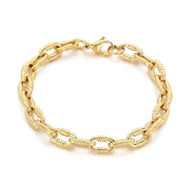 Planderful Unisex Hip Hop Stainless Steel Bracelet